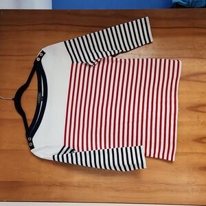 Lauren Ralph Lauren red,white,blue sailor top. ¾ sleeve. Large